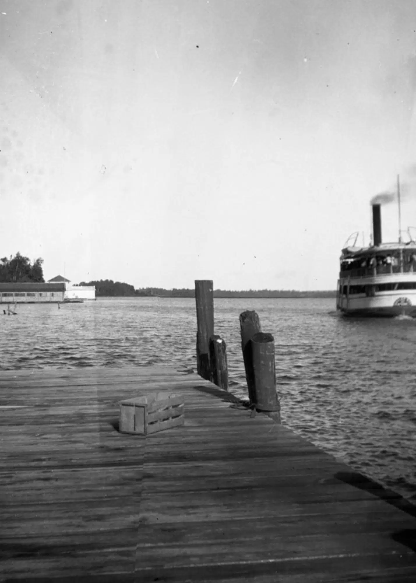 Passenger steamer, “Sailor Boy” of Mackinac, departing Les Cheneaux, ca. 1900-09.